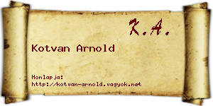 Kotvan Arnold névjegykártya